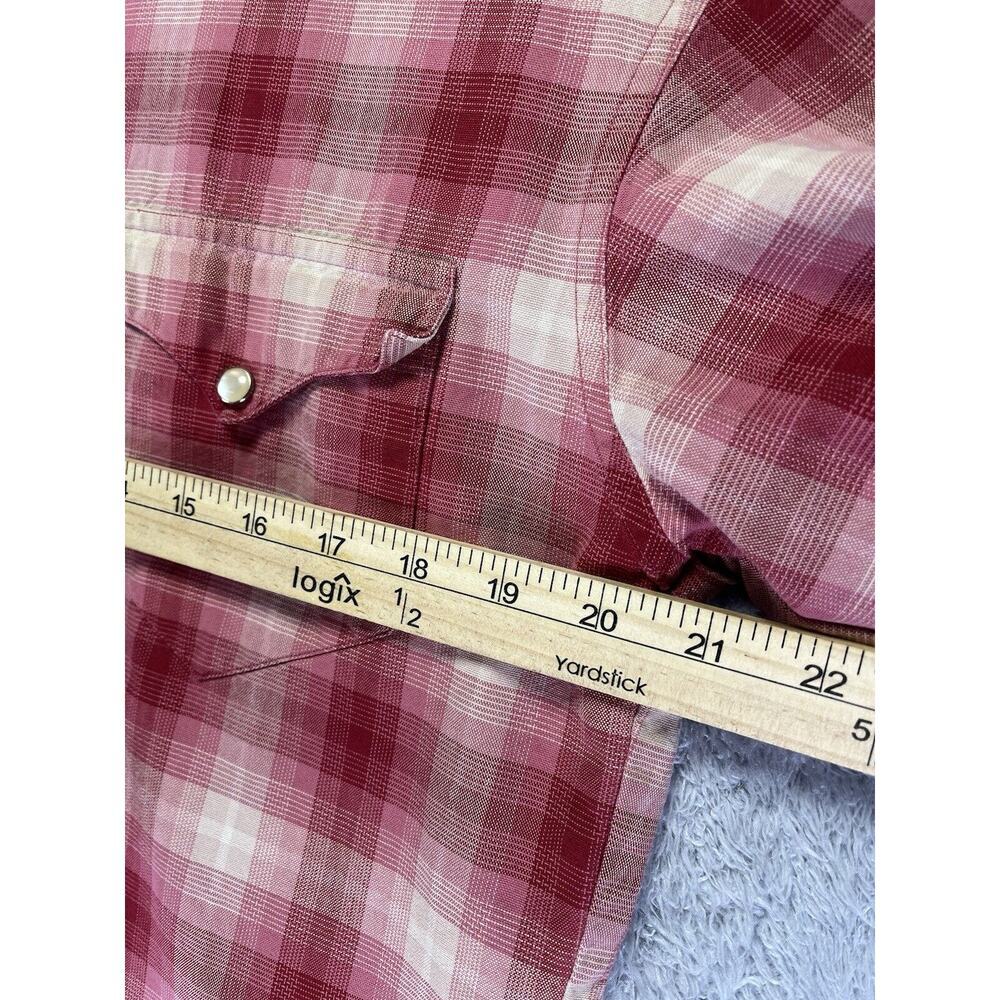 Vintage Polo Ralph Lauren RL Western Pearl Snap Plaid Shirt Red Pink‎ Men Medium - Picture 5 of 11